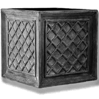 Planter - Lattice Cube Box 36IN Dusted Black Fiberglass