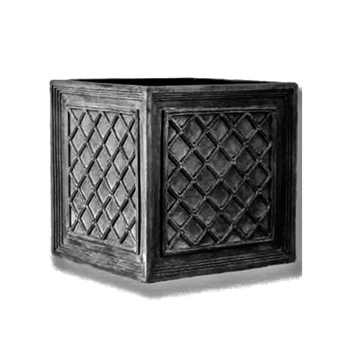 Planter - Lattice Cube Box 16IN Dusted Black Fiberglass