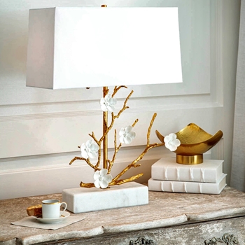 Lamp Table - Cherise Gold & White 17W/8D/25H