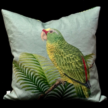 John Derian - Parrot & Palm Azure Cushion Reverse 20SQ