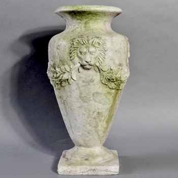 Vase - Lion Garland Fiberstone White Moss 6W/16H