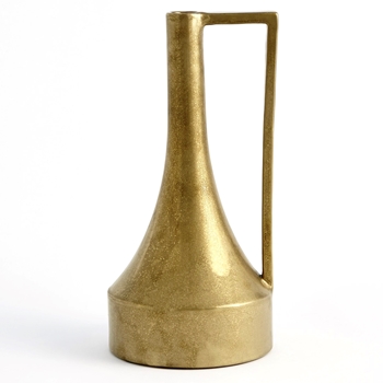 Vase - Handled Gold Tall 8W/16H