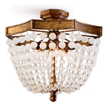 Lamp Flush Mount - Frosted Crystal Gold 18W/16H
