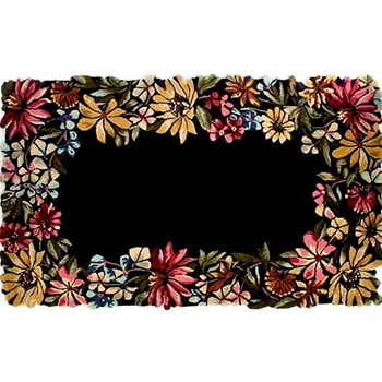 Rug - Butterfly Garden Black Multi  60Wx96in L - Tufted Carved Wool