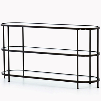 Console - Lila Oblong 3 Tier 60W/17D/32H Patina Iron / Glass