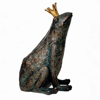 Frog - Crowned Bronzed Resin 8x9x12H