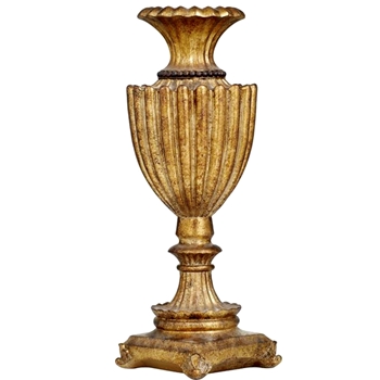 Urn - Venice Ribbed Gilded Gold Resin 9x7x18H