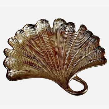Tray - Ginkgo Leaf Plate Gold 12in