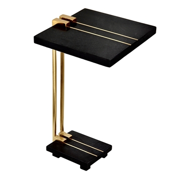 Accent Table - Lapside - Black Granite Inlaid Brass 12x12x22H
