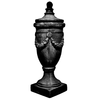 Urn - Garland Large 12W/32H with Lid  - 11LB Fiberglass Dusted Black