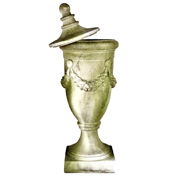 Urn - Garland Large 12W/32H with Lid  - 11LB Fiberstone White Moss
