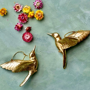 Bird - Hummingbirds Ornament Gold  6in Asst Sold Individually