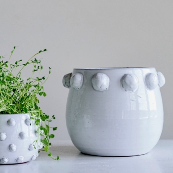 Planter - Dot Pot White Ceramic Stoneware 10W/9H