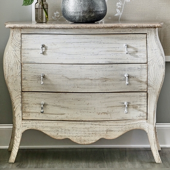 Chest - Dresser Tradition Bow Front Batchelor 3 Drawer White Washed 44W/20D/36H