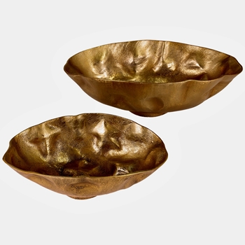 Bowls - Luanda Gold Set of 2  - LG 20x12x7,  SM 16x12x7H