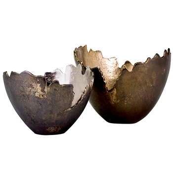 Bowl - Willis Bronzed aluminium 2 Sizes LG 11x9in, SM 9x7in - Sold Individually