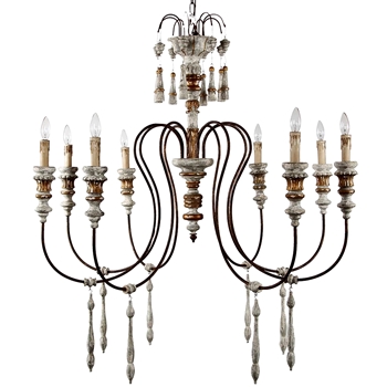 Chandelier - Carlotta  Cathedral Grey & Antique Gold 8 Arm E12 43W/47H