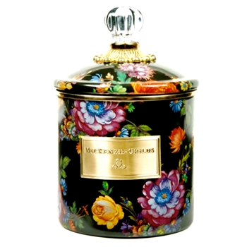 Flower Market Black Canister Small 38OZ 5W/8H