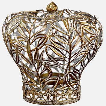 Ornament - Crown Votive Cage - Gilded Willow 9in - XAT370-GO/AT