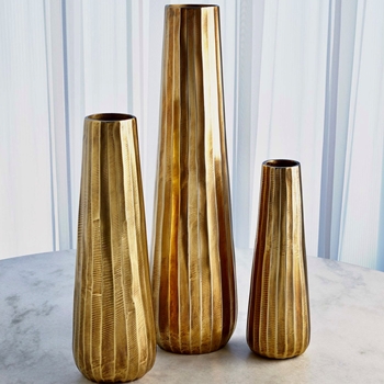 Vase - Chased Tall Gold Medium 7x20H