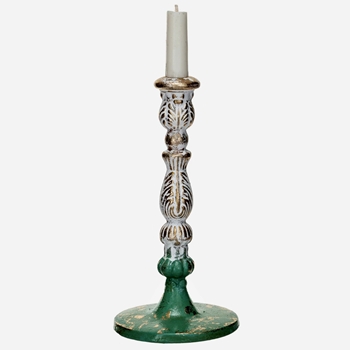 Candlestick - Parisienne Verde Cast Iron 5x9in