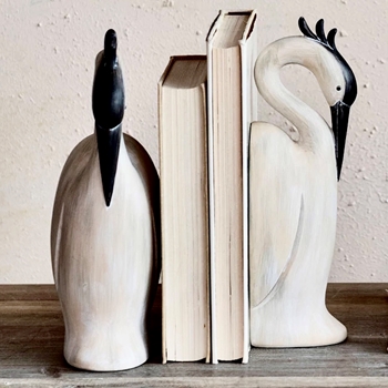 Bookends - Herons  White & Black 4X3X10in