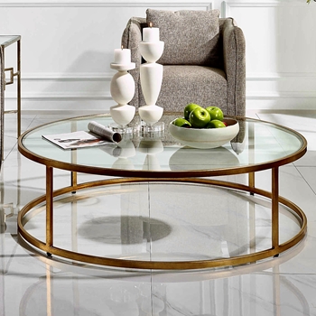 Coffee Table - Radius Gold Finish 48x15in