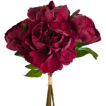 Peony - Bouquet - Burgundy 14IN - FBP006-BU - Real Touch