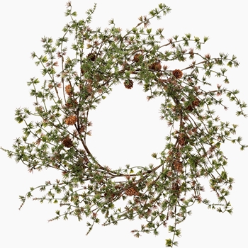 EVW - Wreath - Larix Pine & Cone Rustic 21in YWL026-GR/BR