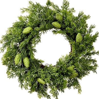 EVW - Wreath - Cedar Green Cones Soft  14in Green - YWC108-GR