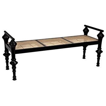 Bench - Indochine Hand Rubbed Black W Cane 65x24x26H