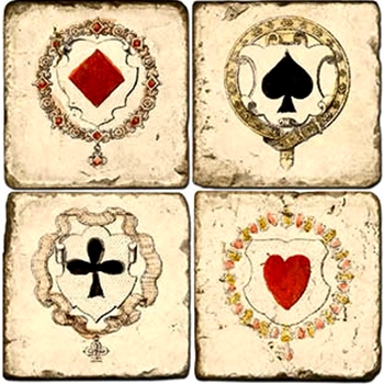 Coaster - Tumbled Marble Set4 - Playing Card Full Suite