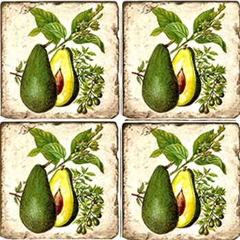 Coaster - Tumbled Marble Set4 - Avocado Fruit Study
