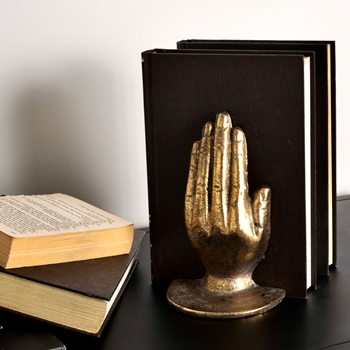 Bookends - Gold Cast Iron Hands 6X5X7in