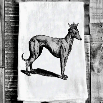 Tea Towel - Crowned Greyhound Dog Flour Sack 27in SQ