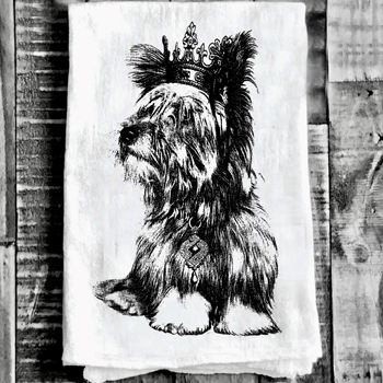 Tea Towel - Crowned Yorkshire Dog Flour Sack 27in SQ