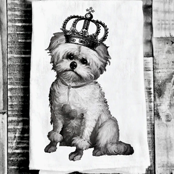 Tea Towel - Crowned Maltese Dog Flour Sack 27in SQ