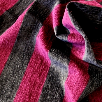 Chenille Stripe - Cirque Orchid Pewter, 56in, 73% Rayon, 27% Polyester, 2.25in Horizontal Railroad