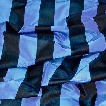 Silk Satin Taffeta Stripe - Blue Black 2.25 IN - 100% Silk, 54in, Vertical up the roll. Dry Clean Only, Do not expose to sunlight.