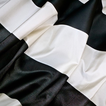 Silk Satin Taffeta Stripe - Ivory Black 4.5 IN - 100% Silk, 54in, Vertical up the roll. Dry Clean Only, Do not expose to sunlight.