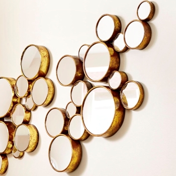 24W/41H Mirror -  Bubbles Gold ( installation of 2 mirrors shown in photo)