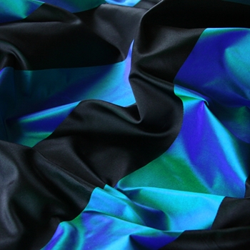 Silk Satin Taffeta Stripe - Teal Black 4.5 IN - 100% Silk, 54in, Vertical up the roll. Dry Clean Only, Do not expose to sunlight.