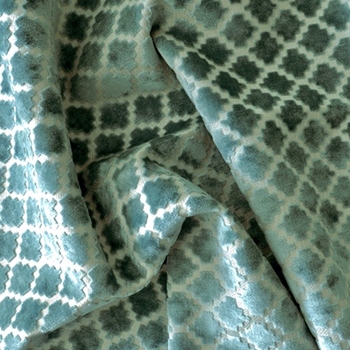 Velvet - Central Aqua Spa Diamond - 55in- 50% Polyester, 50% Viscose, Repeat 1.57in,  Dry Clean Only