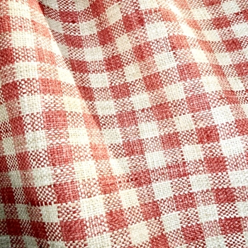 Plaid - Zippy Coral Natural - 54in, 100% Polyester, Repeat 1in, 51K DR