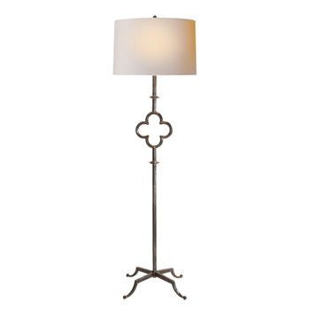 Lamp - Floor - Quatrefoil Aged Iron - Linen Shade 20W/68H - Suzanne Kasler for Visual Comfort