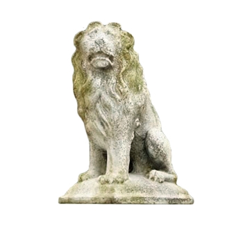 Statuary - Lion Left 14W/24H White Moss