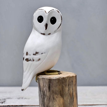 Owl White Barn 8in