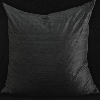 Silk Dupioni Black Euro Cushion 26SQ