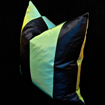 Silk Taffeta Stripe 4.5in Jade Black Cushion 18SQ