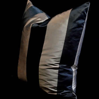 Silk Taffeta Stripe Mocha Black Euro Cushion 26SQ